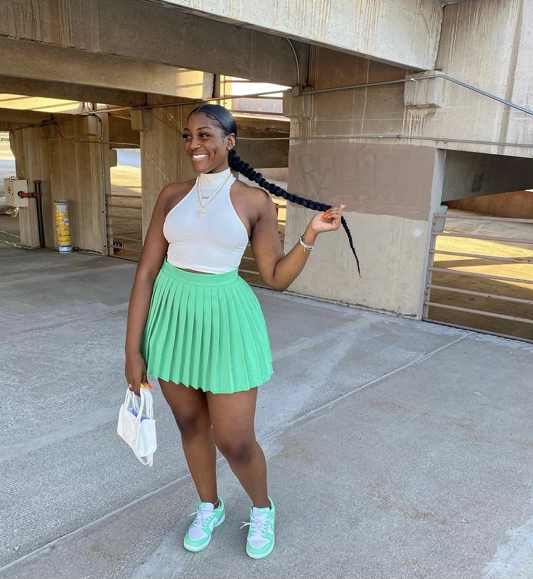 green tennis skirt outfit